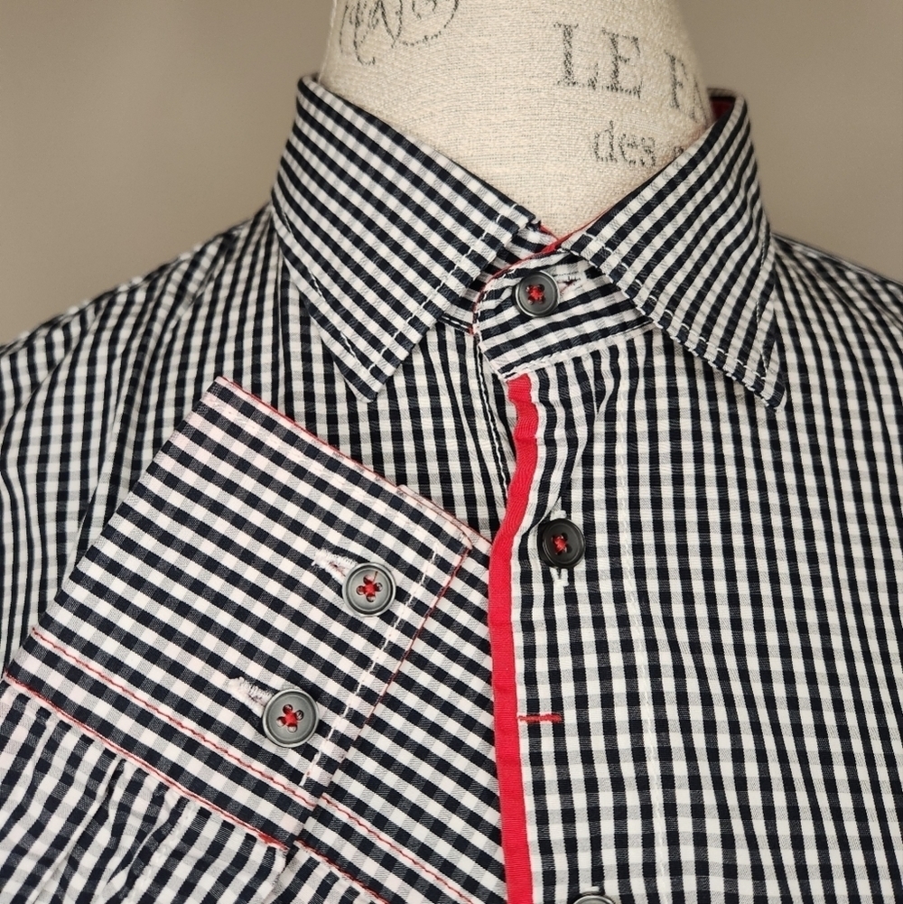 Mens Gingham Check Dress Shirt